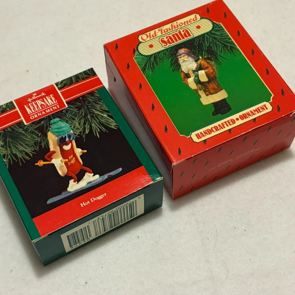 Lot of 17 Vintage Hallmark Keepsake Santa Ornaments Gym Taxi Baseball 1980s